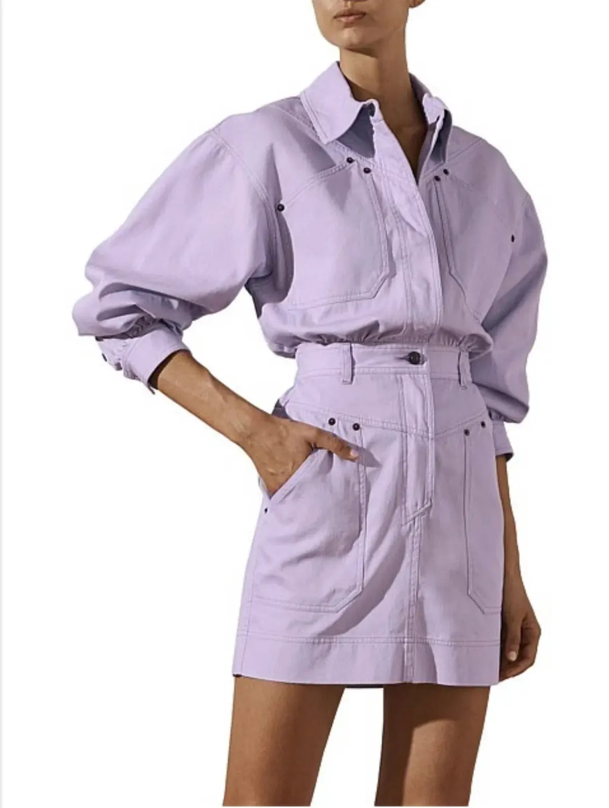 Shona Joy Chiara Utility Dress Lavender Size 6 photo 2