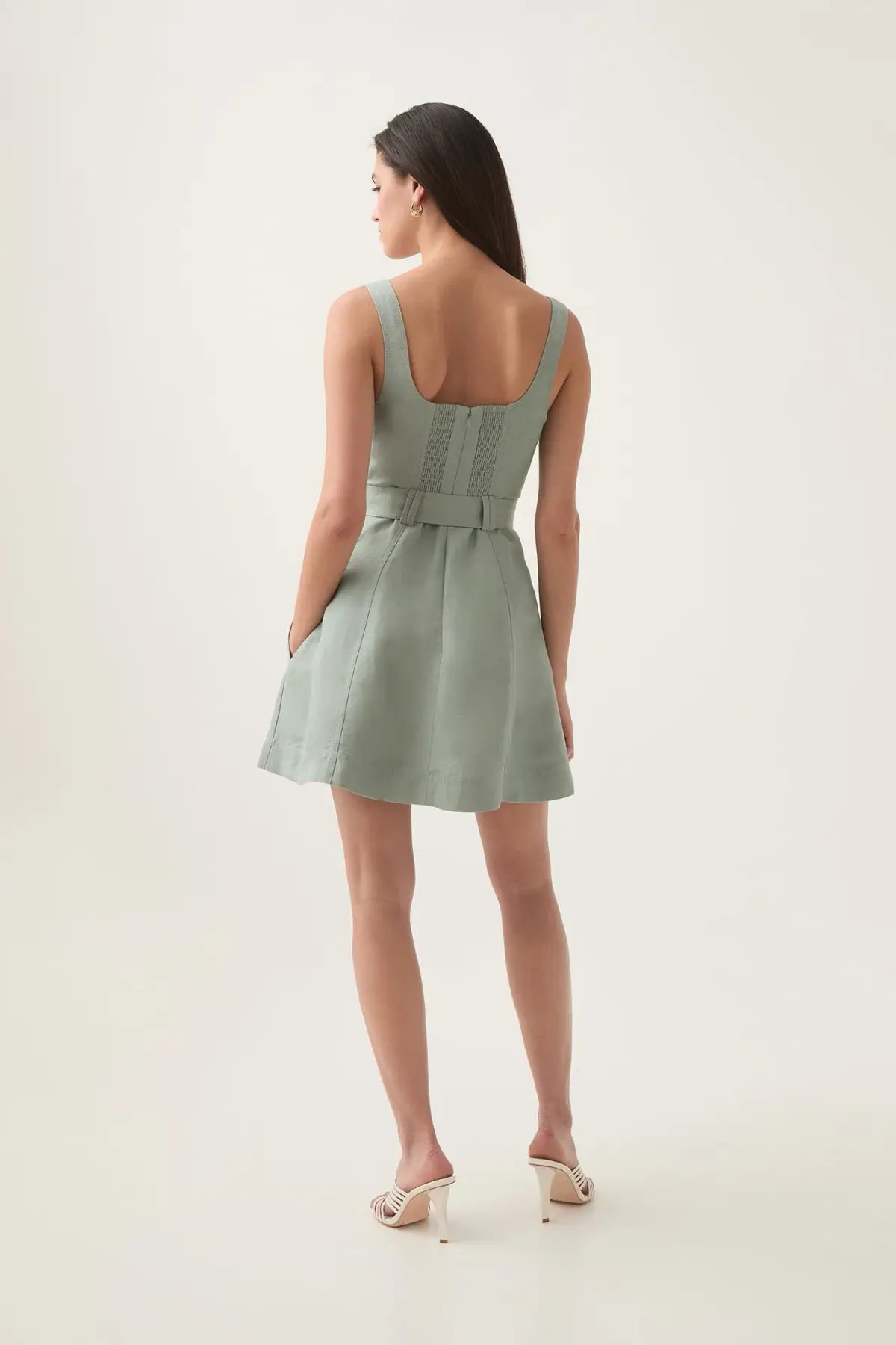 Aje Clay Belted Mini Dress Green Size 12 photo 4
