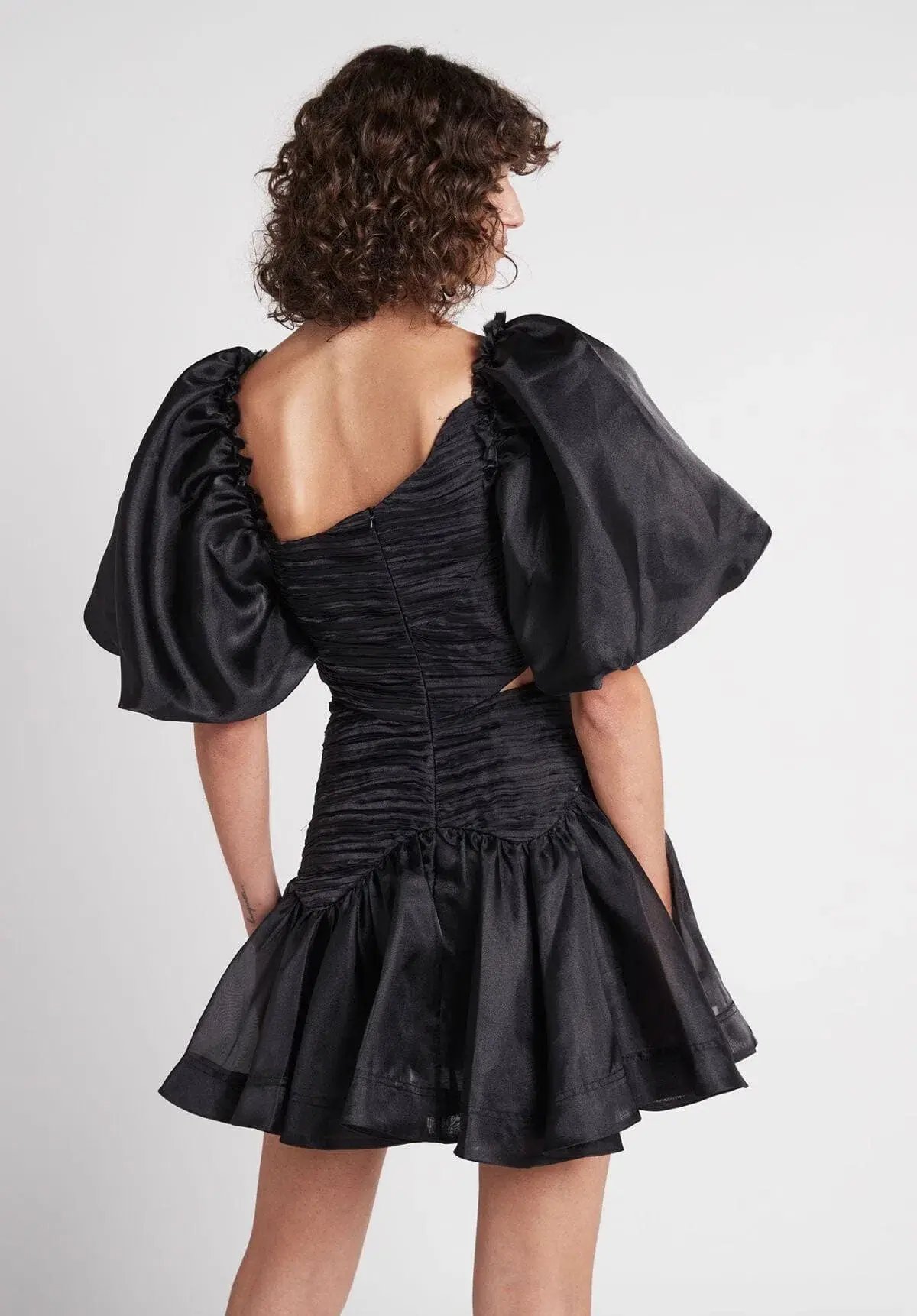 AJE Joan Puff Sleeve Mini Dress Black Size 10 photo 4
