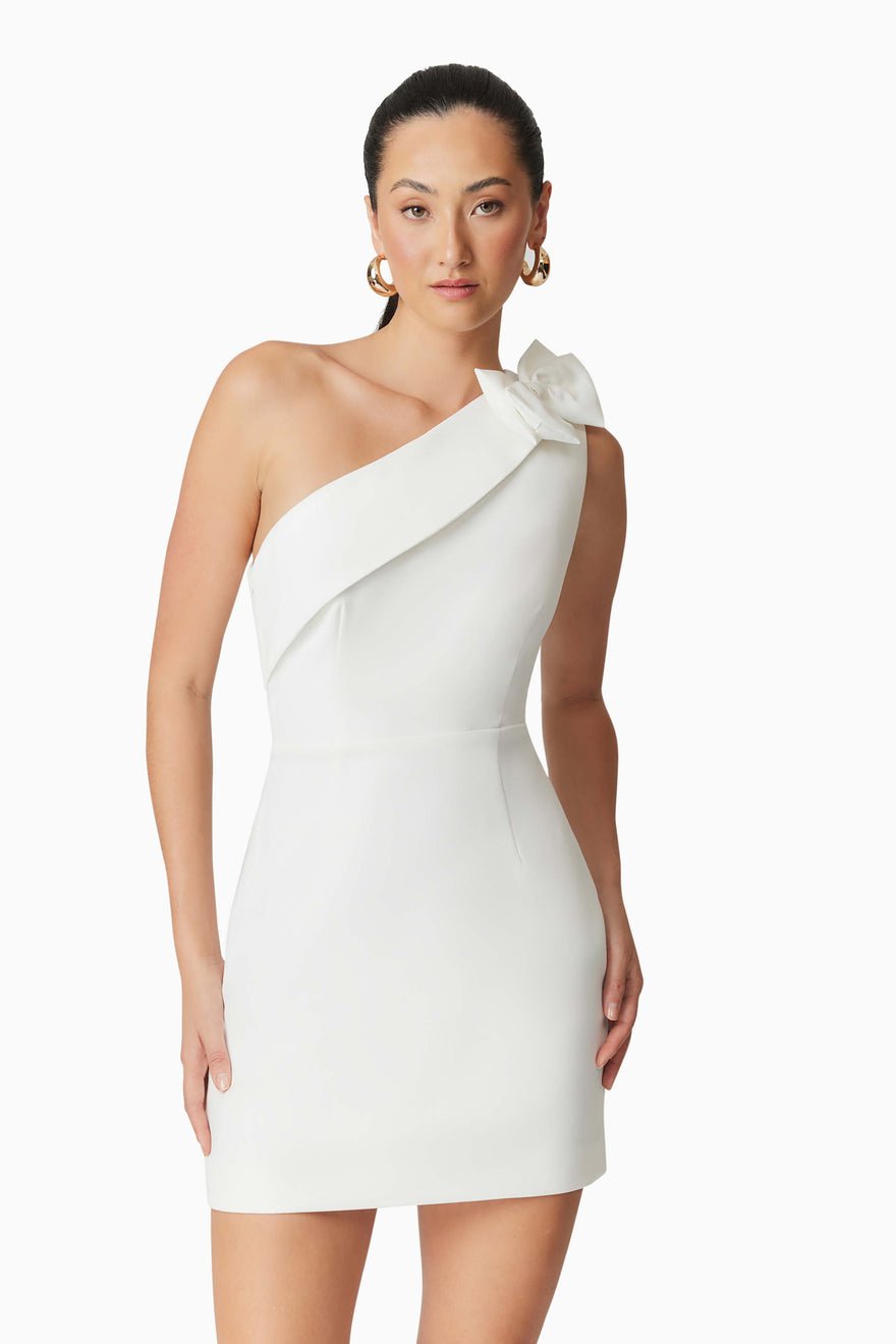 Elliatt Celia Mini Asymmetrical Dress - Ivory photo 4