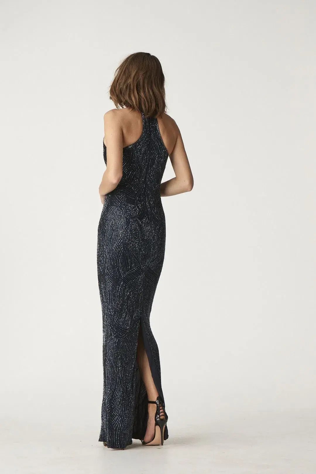 Rachel Gilbert Hand Embellished Carrie Gown Midnight Black Size AU 6 photo 2