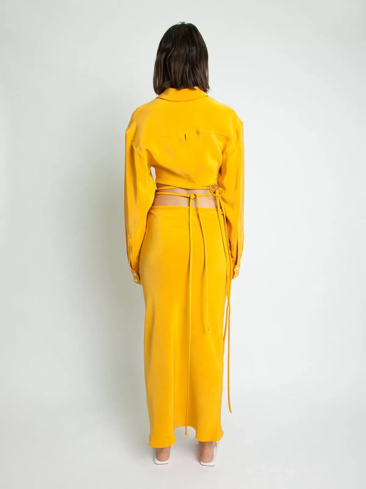 Christopher Esber Mango Loophole Bias Tie Skirt Yellow Size 10 photo 2