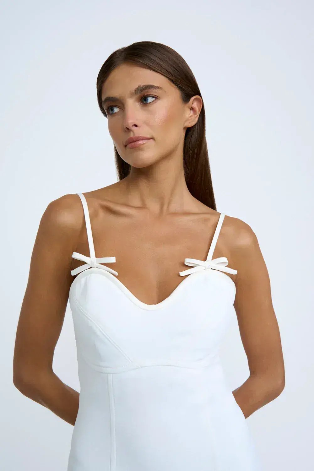 By Johnny Bettina Bow Shift Mini Dress Ivory Size 8 photo 5