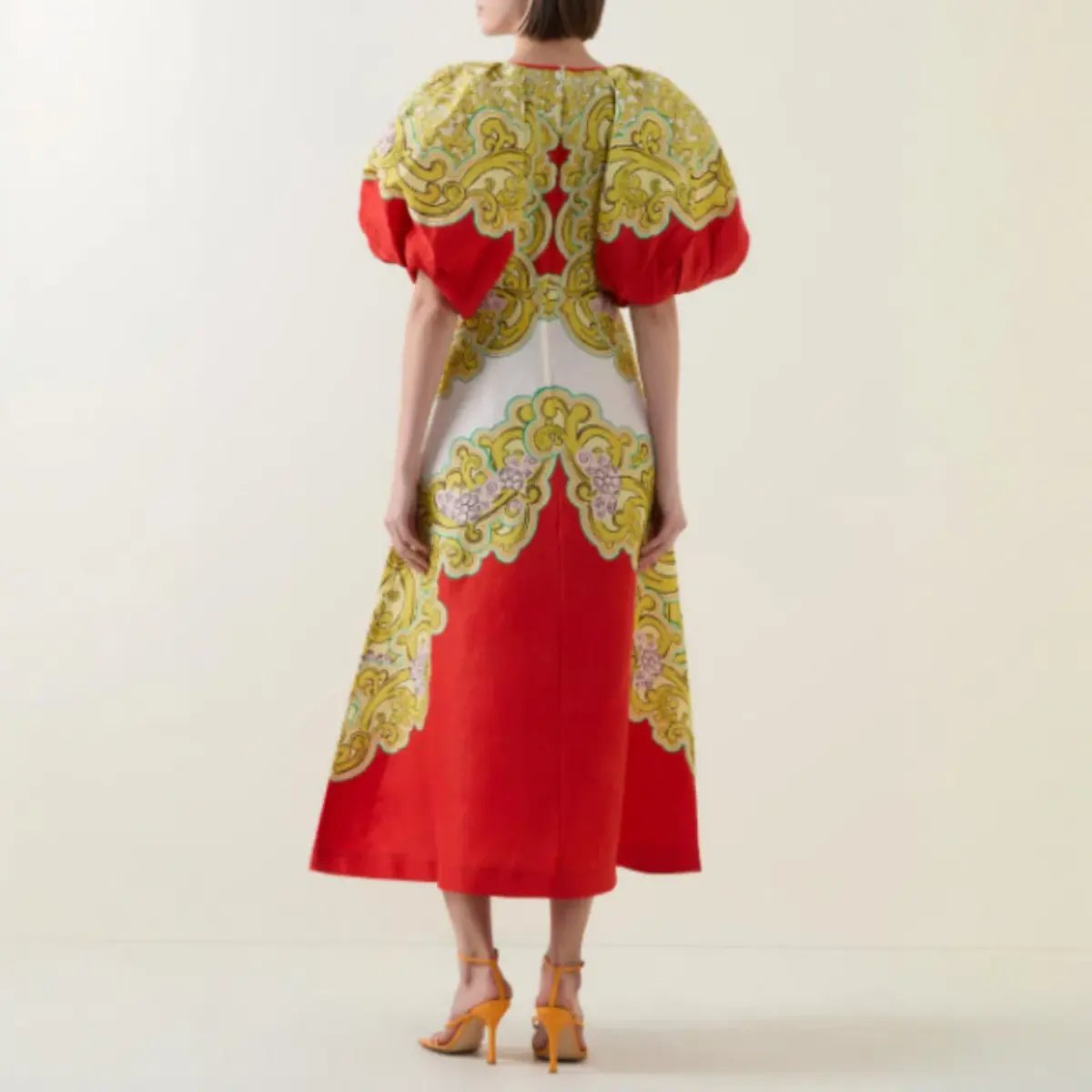 ALEMAIS Sierra Midi Dress Red Multi Size AU 10 photo 2