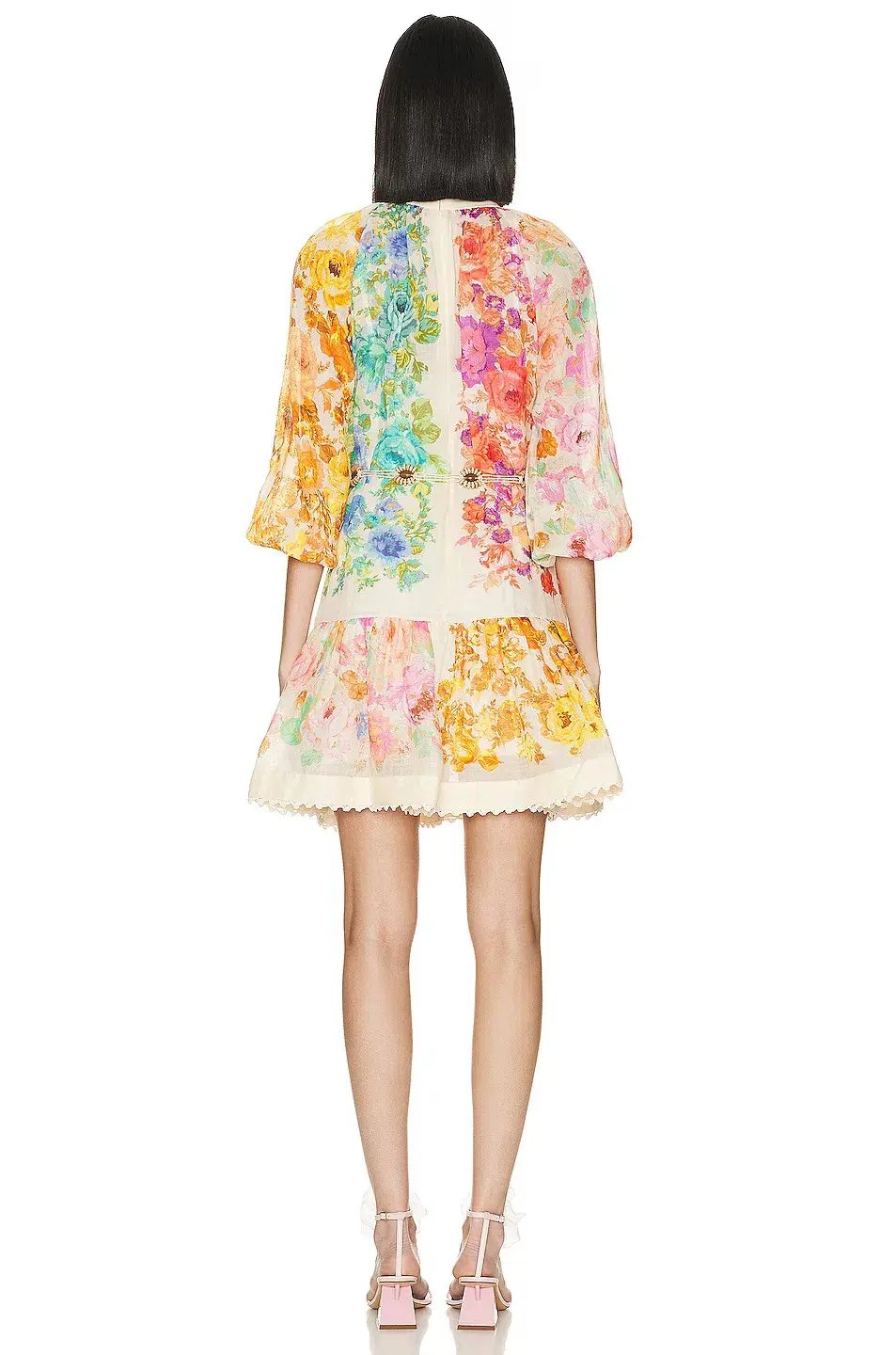 Zimmermann Raie Lantern Mini Dress Multi Floral Size 3 / AU 14 photo 3