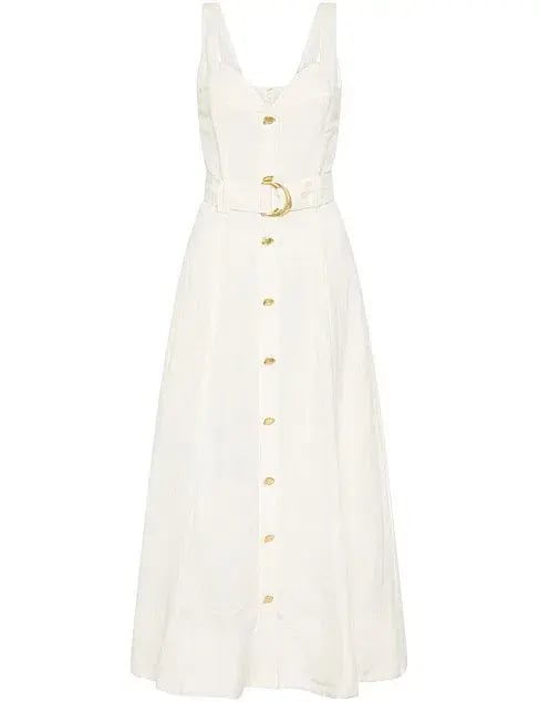 Aje Clay Belted Midi Dress White Size AU 10 photo 5