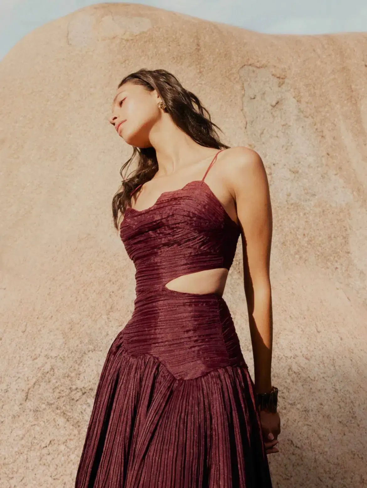 Aje Laurier Wave Maxi Dress Burgundy Size 12 / L photo 5