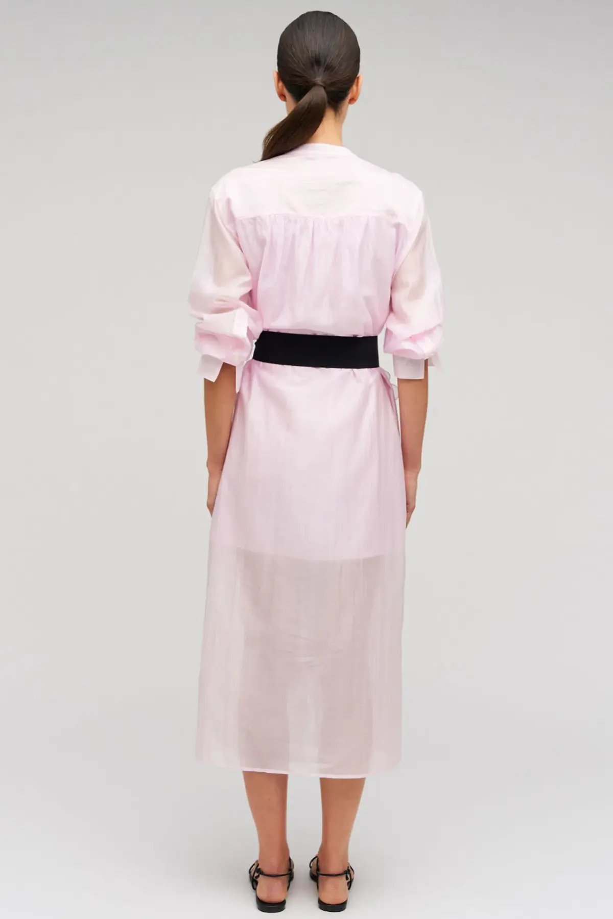 Oroton Scallop Lace Shirt Midi Long Sleeve Dress Pink Rose Size AU 16 photo 3