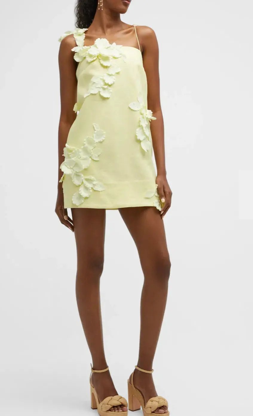 Zimmermann High Tide Shift Flower Mini Dress Yellow Size 1 / Au 10 photo 3