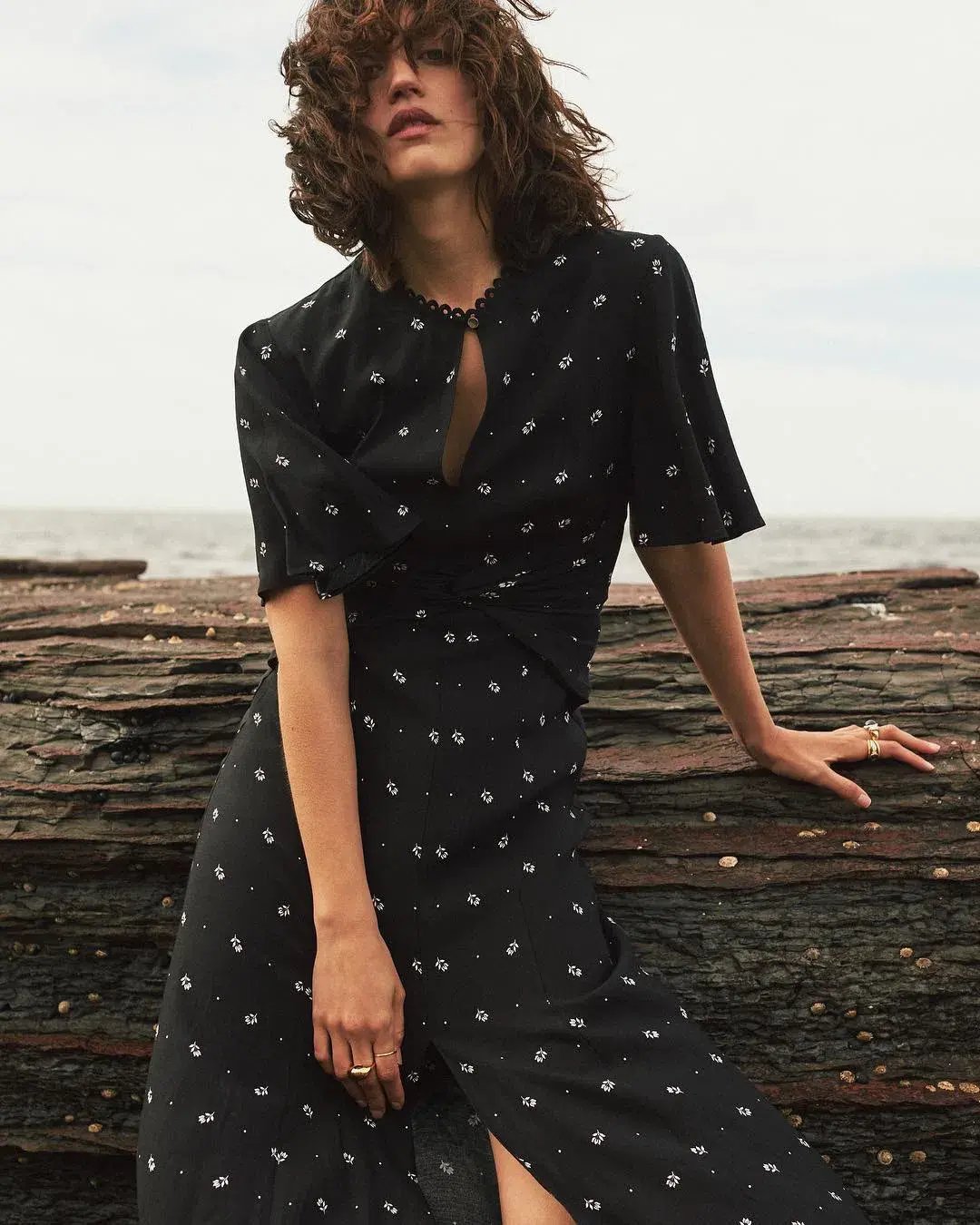 Lover Foulard Midi Dress Black Size 10 photo 2