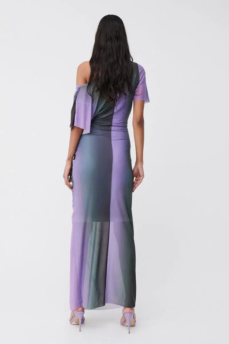 Suboo Print Olafur Draped Cowl Neck Dress Purple Size XS / AU 6 photo 3