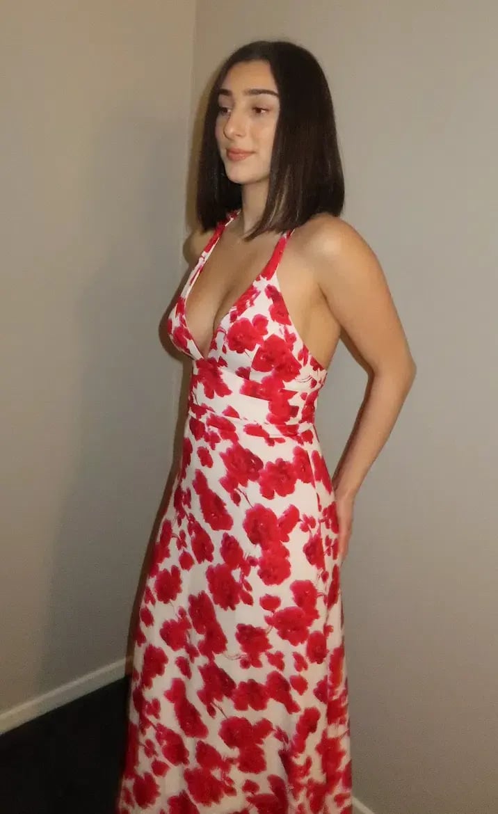Kookai Bonita Vee Dress Red Floral Size XS / AU 6 photo 3