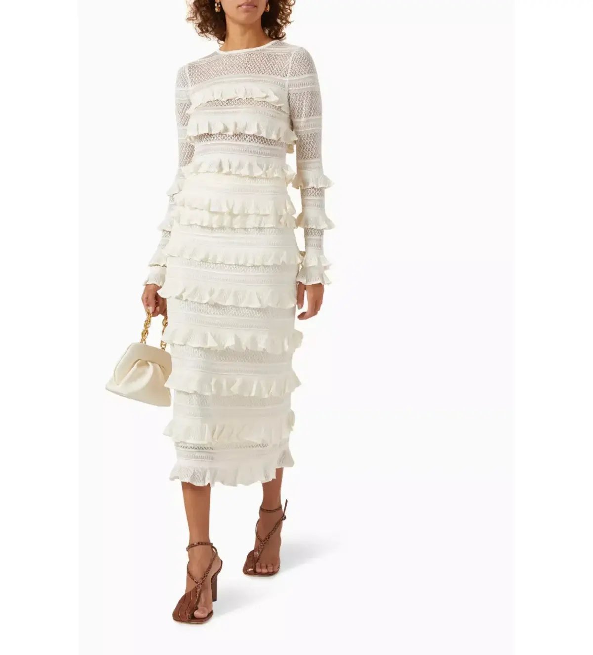 Zimmermann Wonderland Frilled Lace Top and Midi Skirt Set White Size 0 / AU 8 photo 6