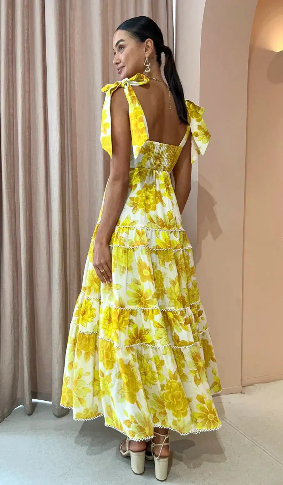 Alemais Sonny Midi Dress in Lemon Floral Size XS / AU 6 photo 3
