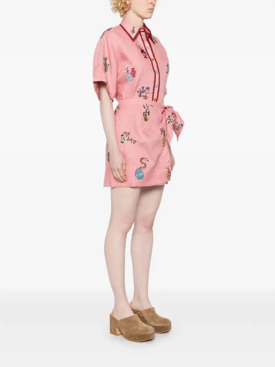 ALEMAIS Timmy Embroidered Shirt & Sarong Skirt Pink Size 10 AU photo 11