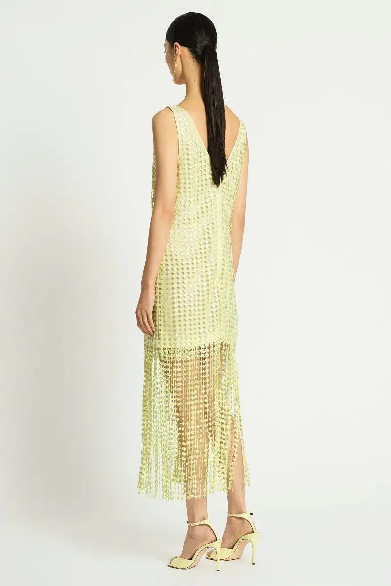 Sass & Bide Pinnacle Lace Midi Dress Lime Size 10 photo 3
