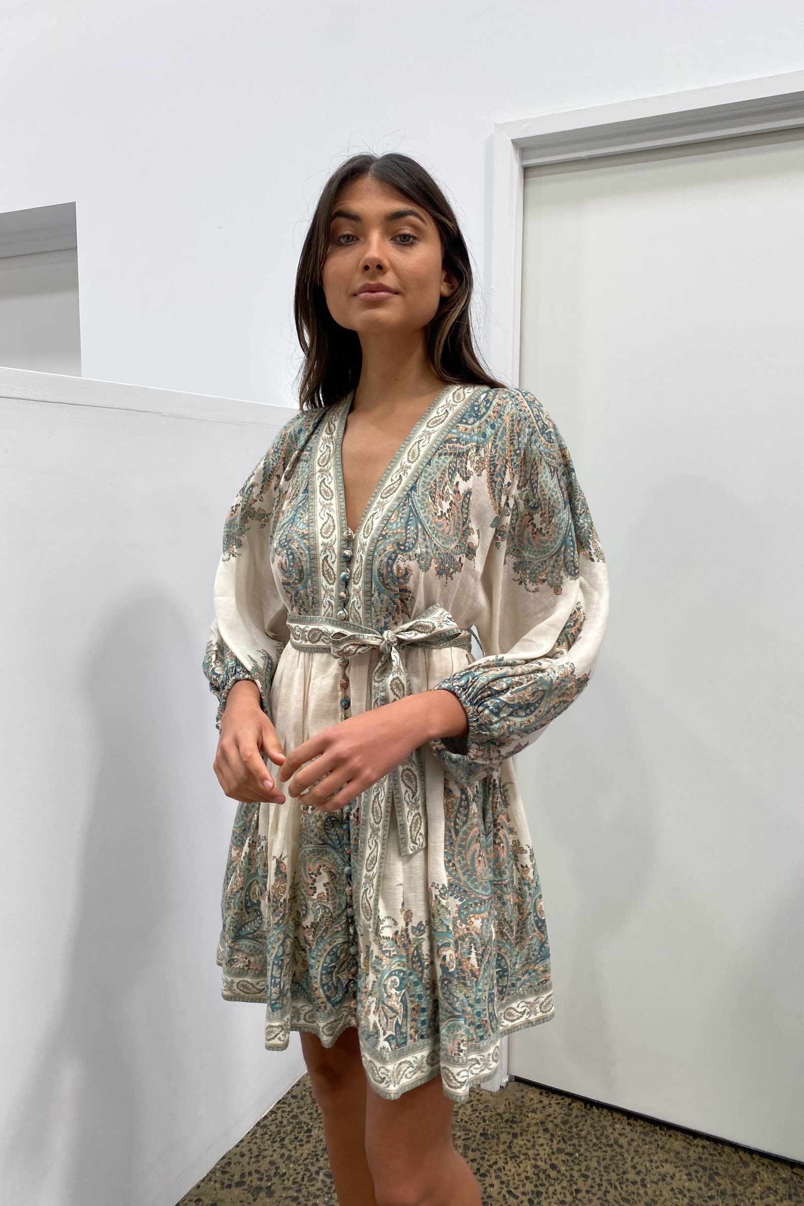 ZIMMERMANN BRIGHTON PAISLEY MINI DRESS - TURQUOISE photo 8
