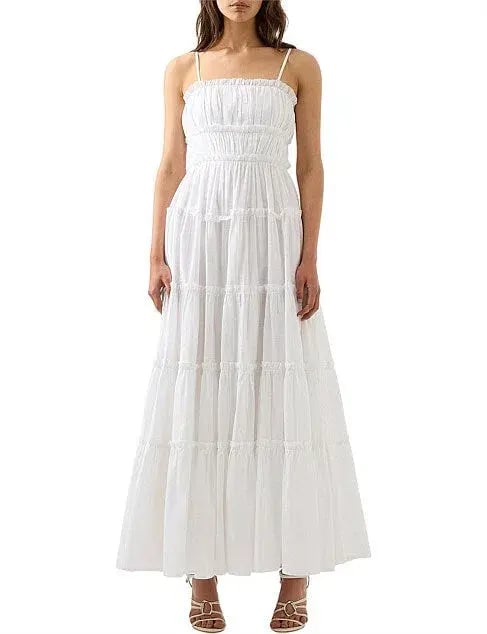 Aje Luna Tiered Maxi Dress Ivory Size 16 photo 3