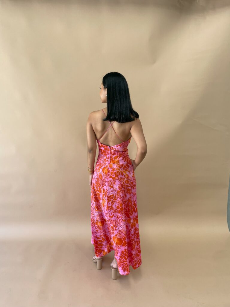 Scanlan Theodore Silk Cotton Strappy Dress Tangerine photo 5