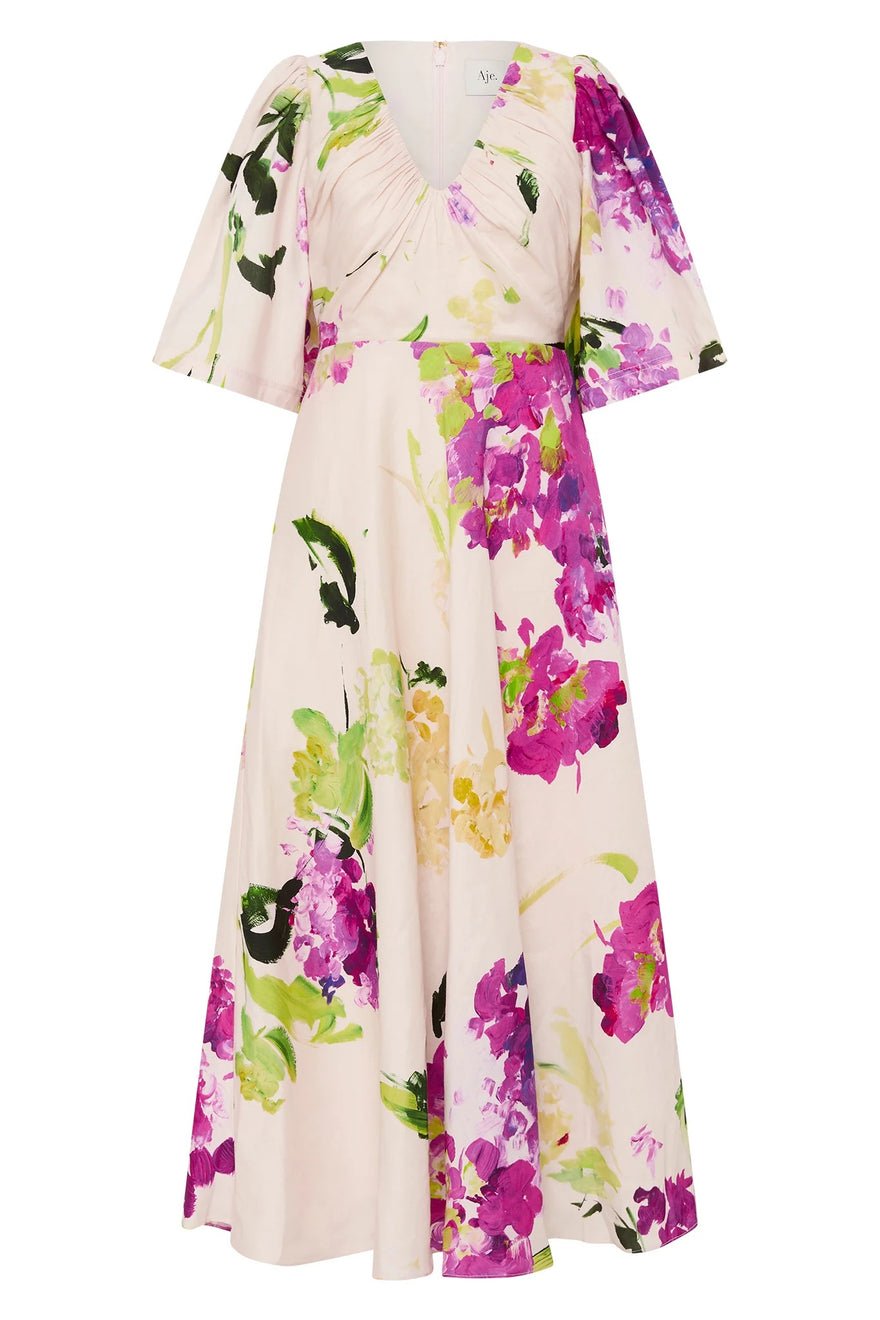 Aje Gilda Bell Sleeve Midi Dress - Wild Hydrangea photo 3
