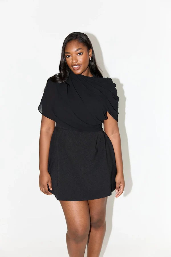 ODD MUSE THE ULTIMATE MUSE GATHERED MINI DRESS - BLACK photo 7