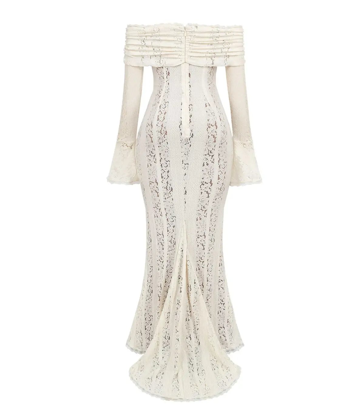 House of CB Belle Vintage Cream Floral Lace Off Shoulder Maxi Dress - Size L / AU 8-10 photo 5