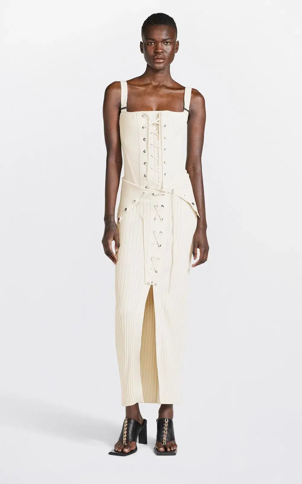 Dion Lee Lace Up Eyelet Skirt and Top Set Beige Size 6 photo 4