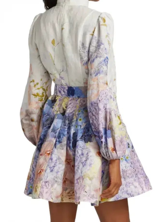 Zimmermann Rhythmic Buttoned Mini Dress Floral Size 12 photo 2