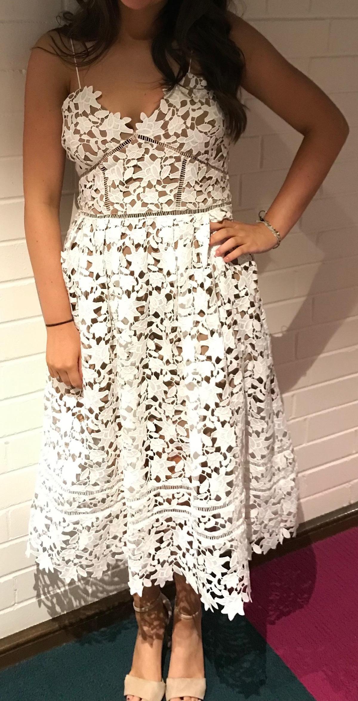 Self Portrait Azaelea Dress White Size 12 photo 4