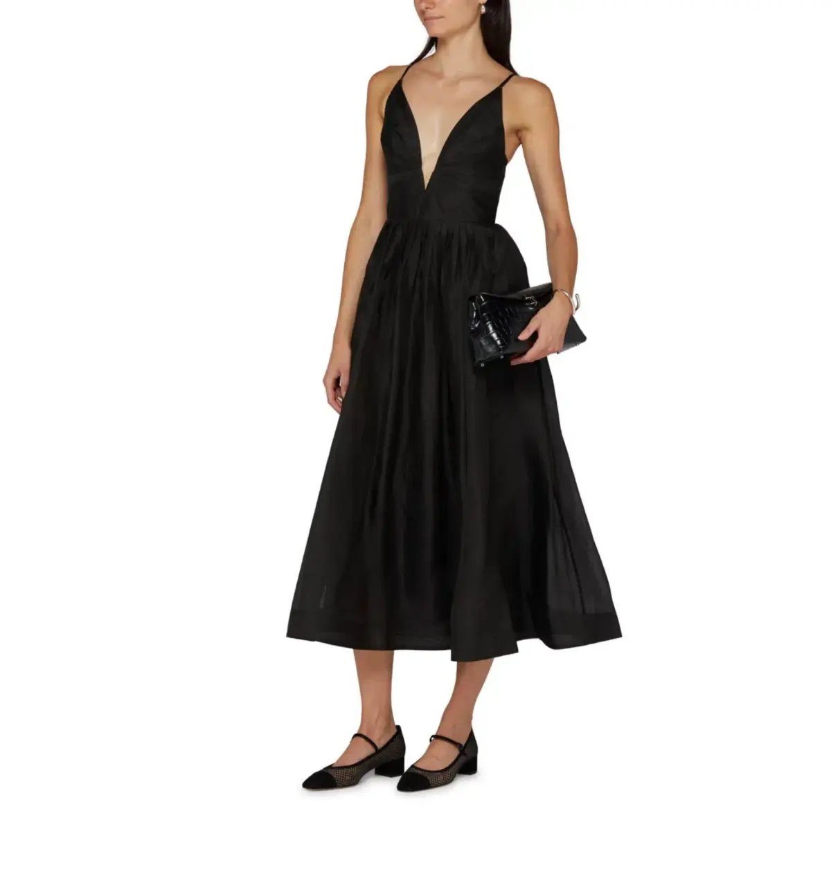 Zimmermann Illustration V Neck Midi Dress in Black Size AU 8 photo 3