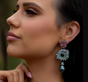 Ashlee Lauren Navi Earrings Pink & Emerald photo 2