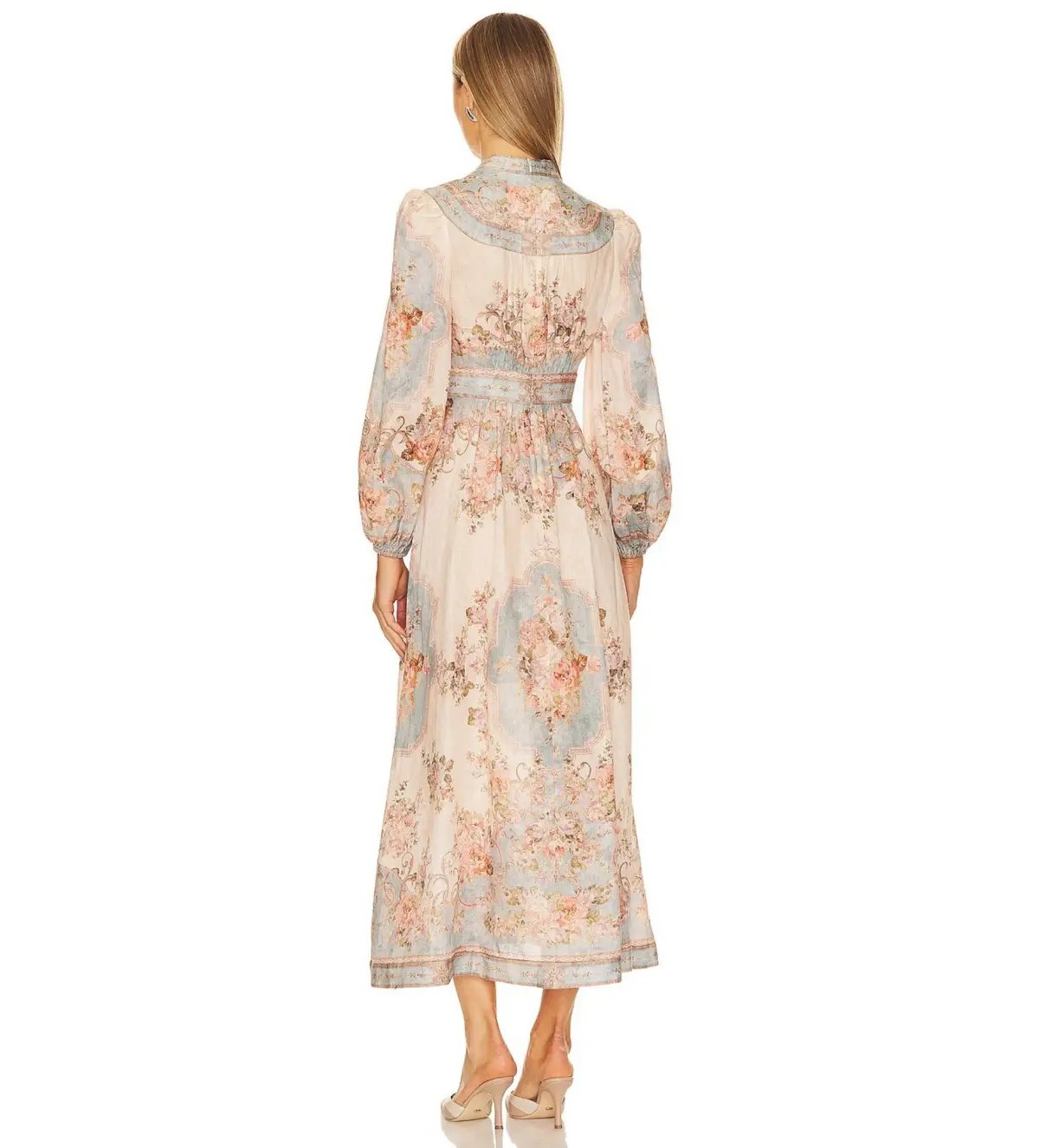 Zimmermann The August Plunge Midi Dress in Sky Blue Floralsize 4/Au16 photo 2