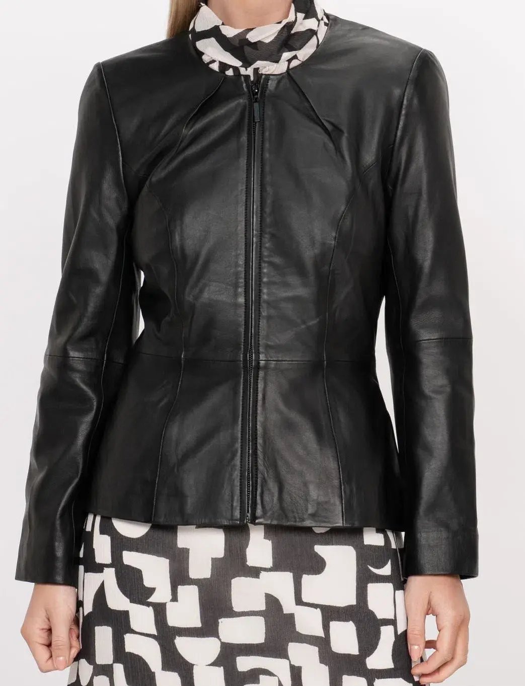Veronica Maine Soft Leather Jacket Black Size 12 photo 2