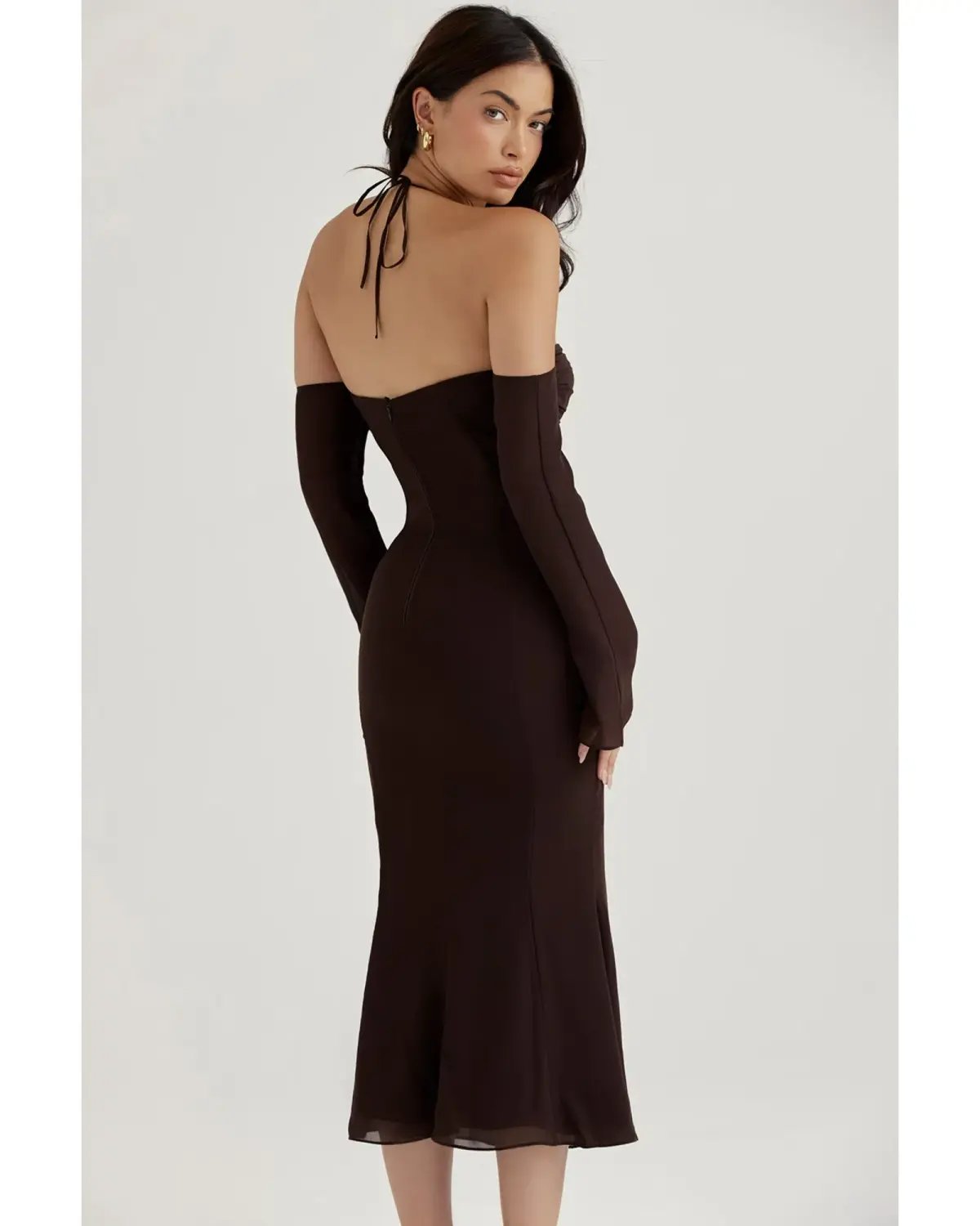 House of CB Naomi Midi Dress in Espresso Brown Size AU 6 photo 3