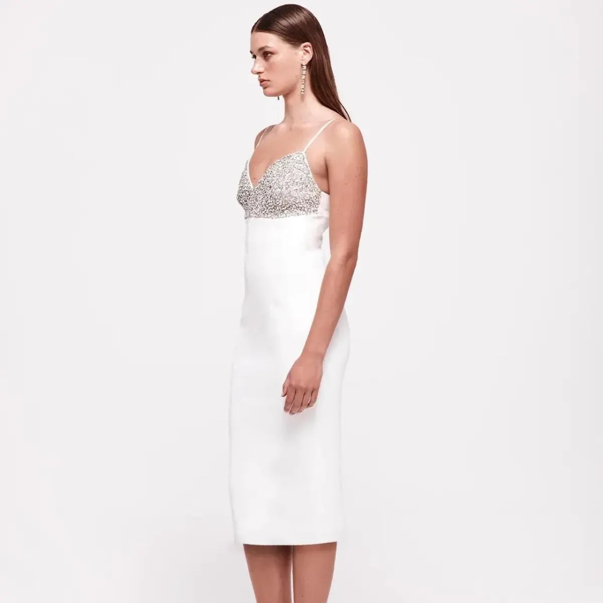 Rachel Gilbert Hallie Midi Dress Ivory Size 8 photo 2