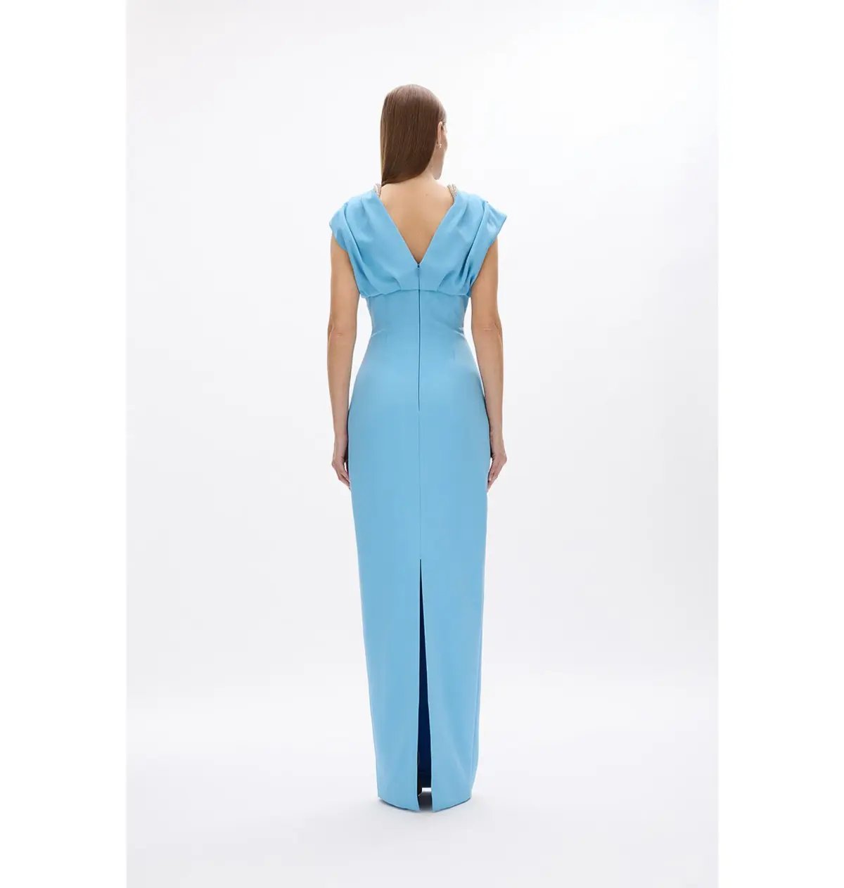 Rachel Gilbert Orion Trim Gown Blue Size 8/1 photo 3