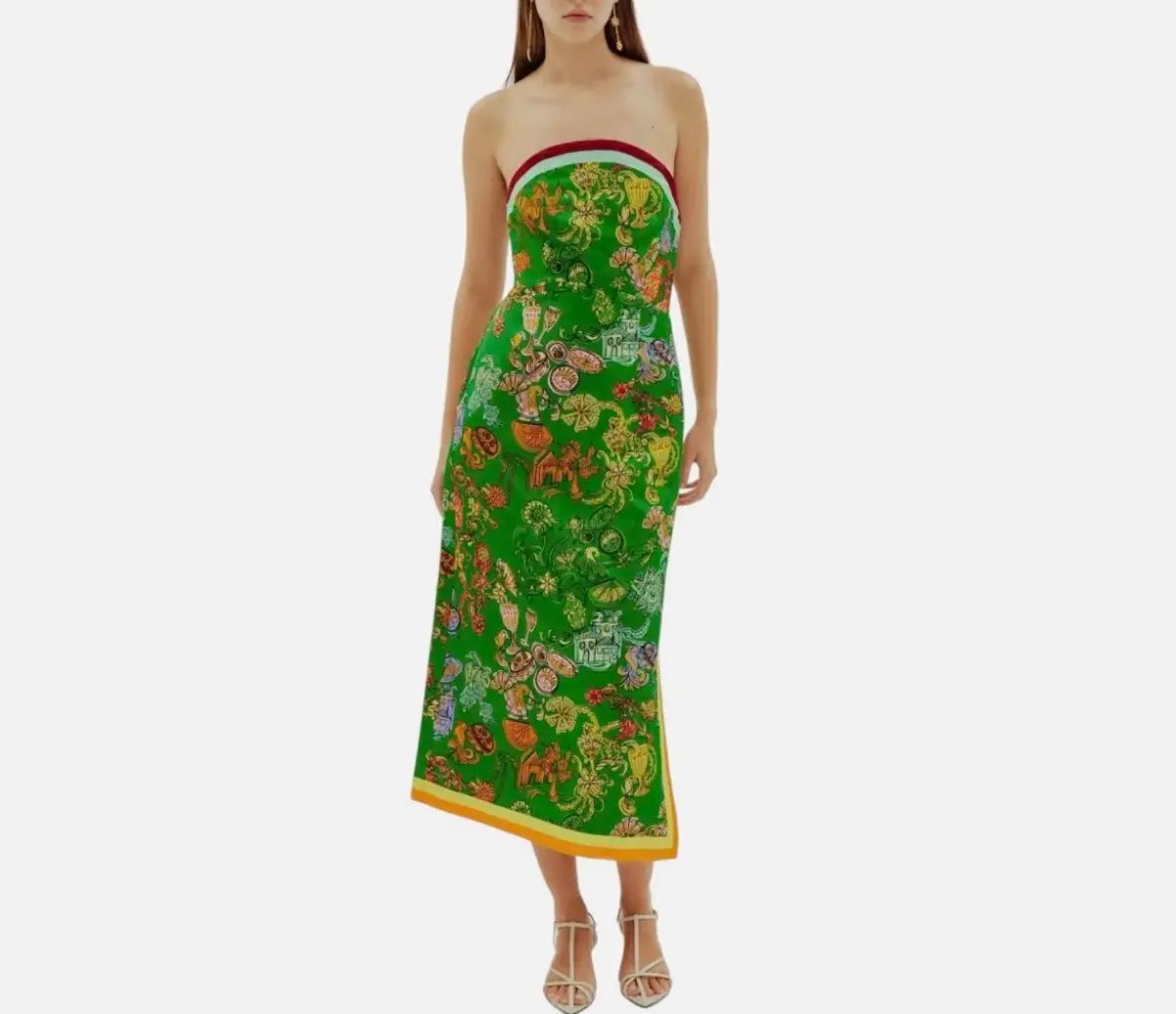 ALEMAIS FIESTA BODICE MIDI DRESS GREEN MULTI SIZE 8 photo 7