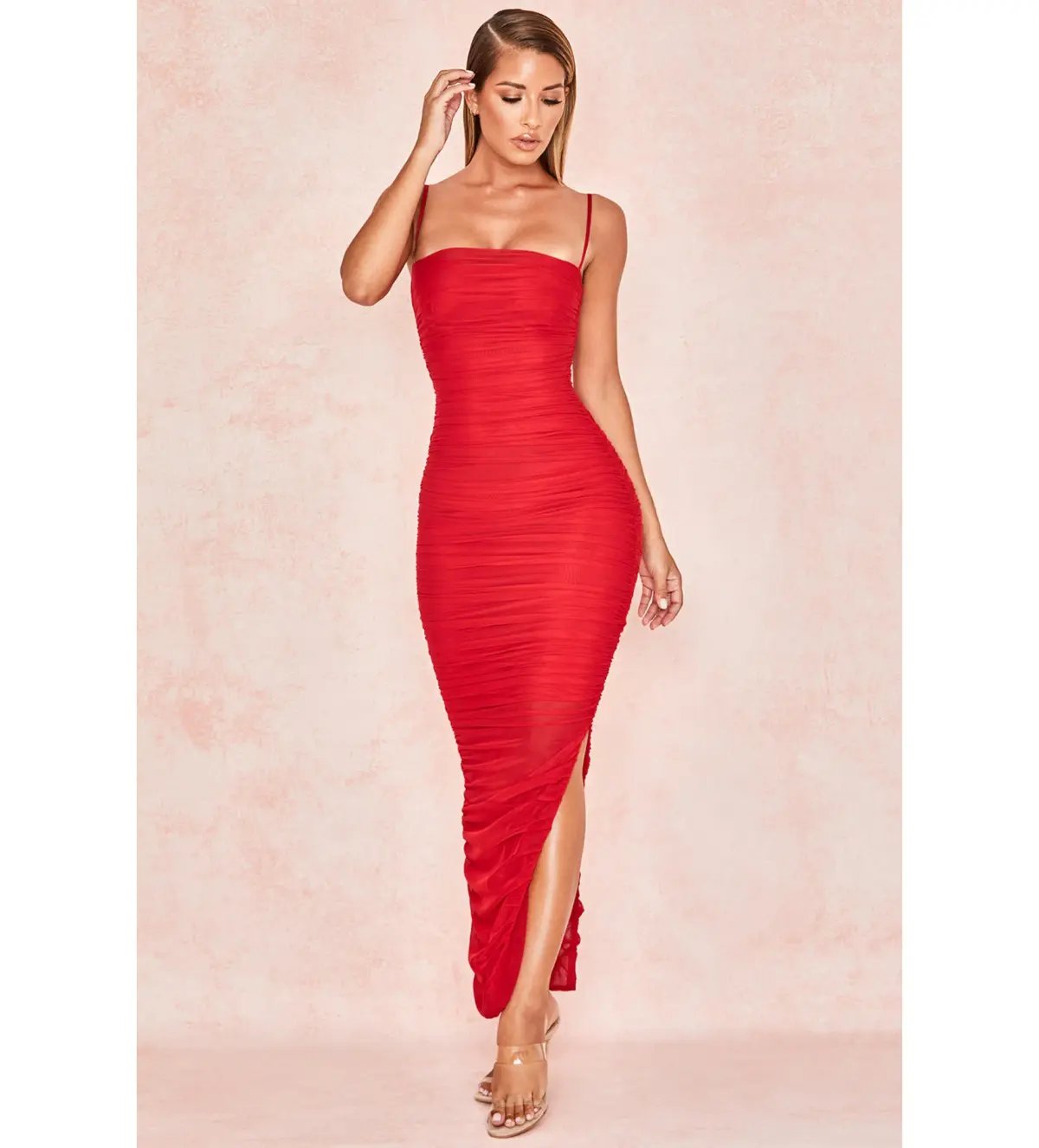 House of CB Fornarin Organza Mesh Maxi Dress Red Size AU 14 photo 2