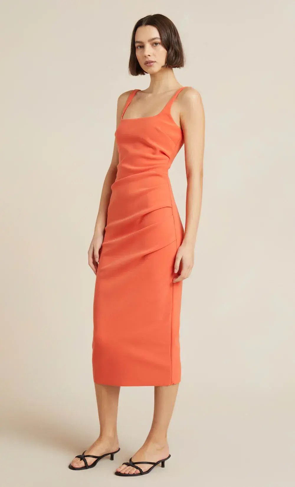 Bec & Bridge Karina Tuck Midi Dress in Fire Orange Size 14 photo 2