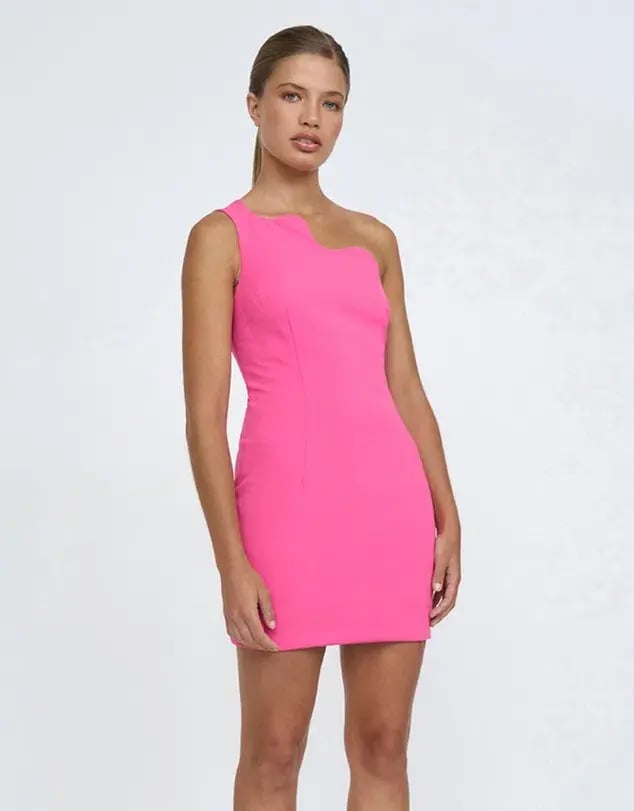 By Johnny Wave One Shoulder Mini Dress Pink Size AU 12 photo 2