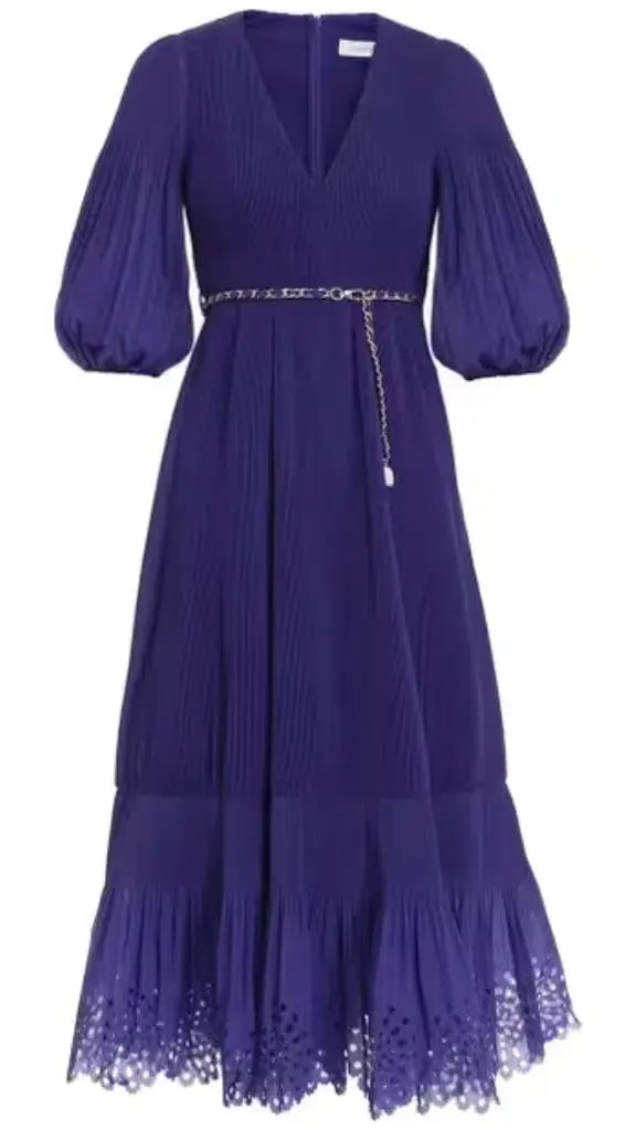 Zimmermann Pleated Midi Dress in Lapis Size 0P / AU 6 photo 3