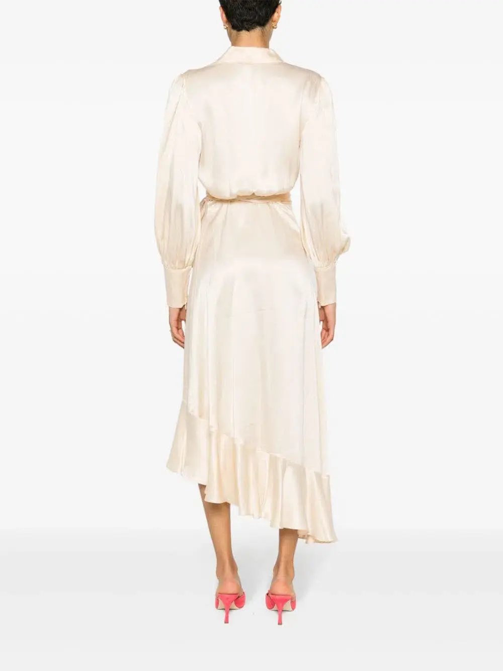 Zimmermann Silk Wrap Midi Dress Beige Size 1 / AU 10 photo 3