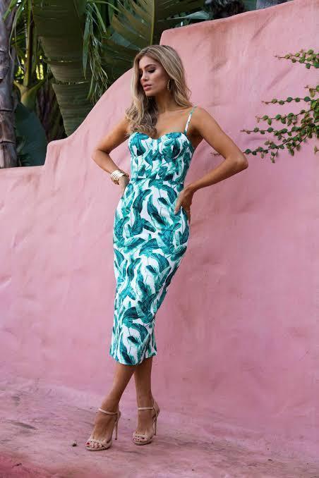 Elle Zeitoune Alannah Tropical Palm Dress Size 14 photo 4