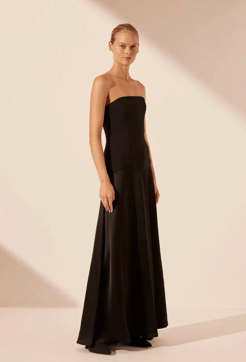 Shona Joy Adri Strapless Panelled Maxi Dress in Black Size 12 photo 2