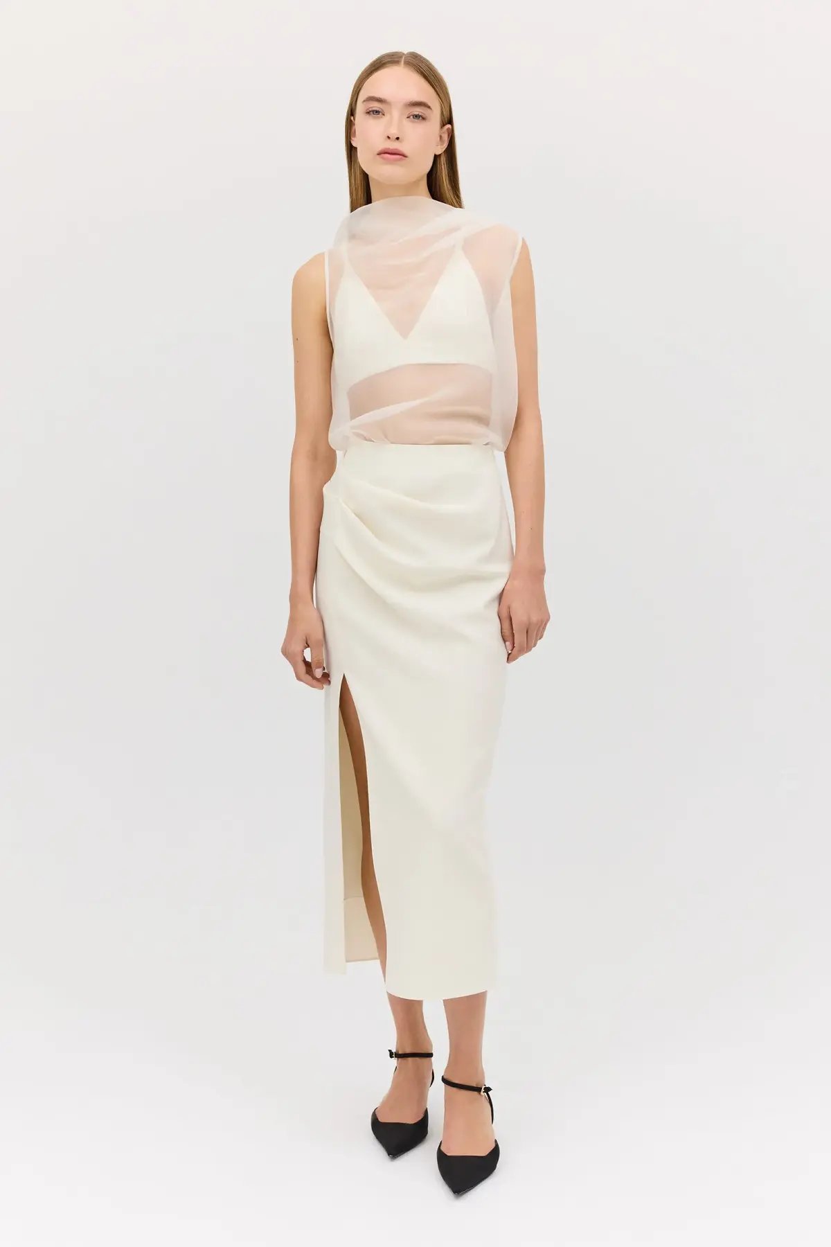 Bianca Spender Cream Organza Cezanne Top Size 10/M photo 3