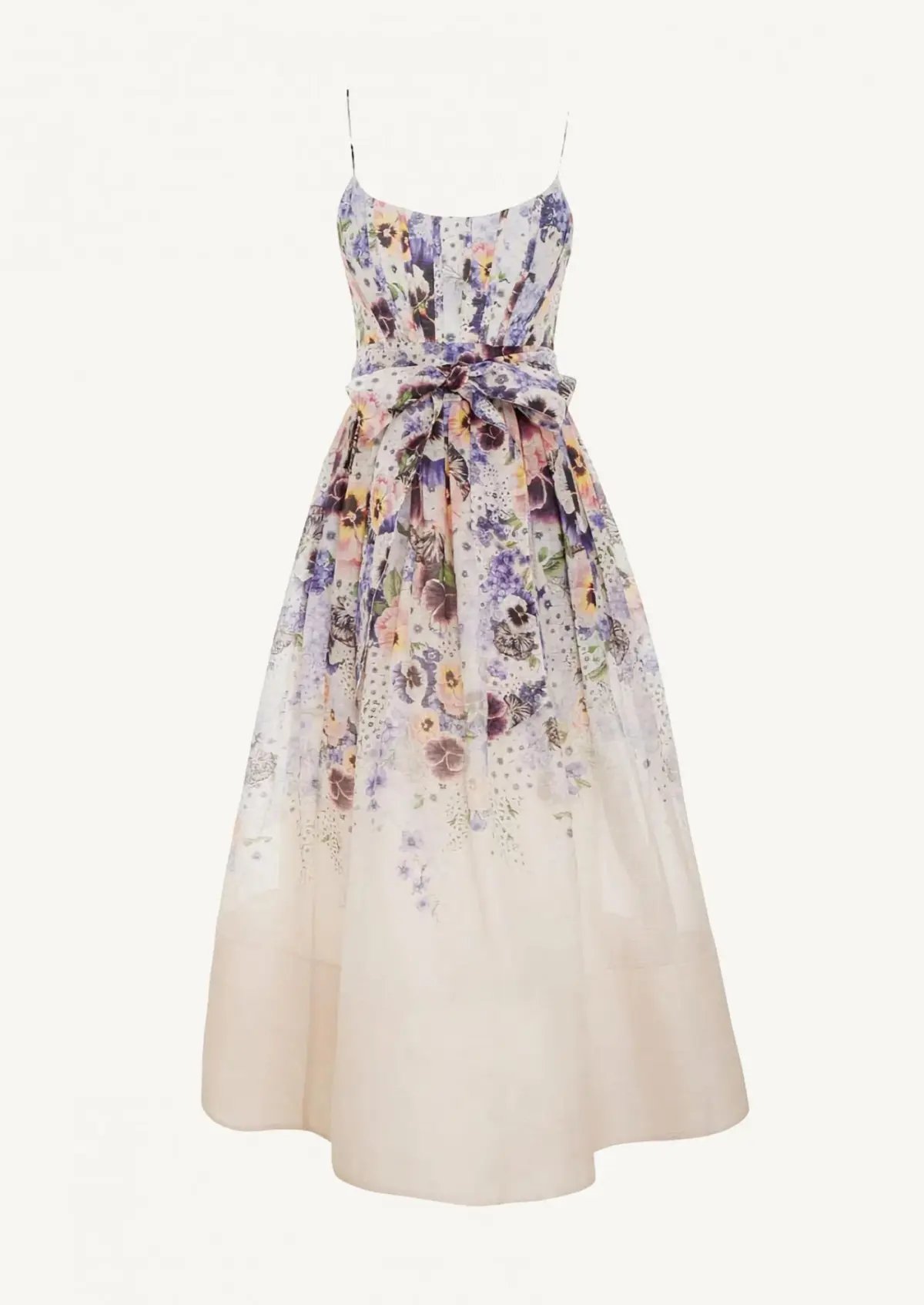 Zimmermann Tama Corset Midi Dress Purple Pansy Print  Multi Size 0 / AU 8 photo 3