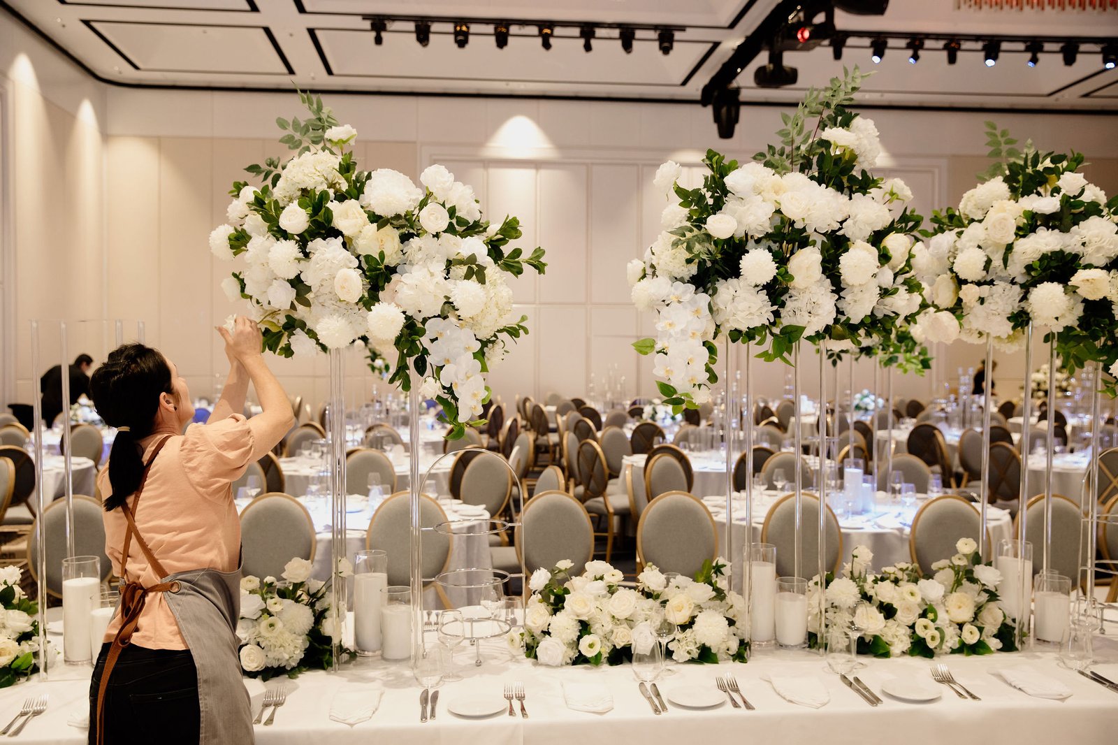 Large Elongated Faux Floral Centrepieces in Custom Colour Palette photo 2