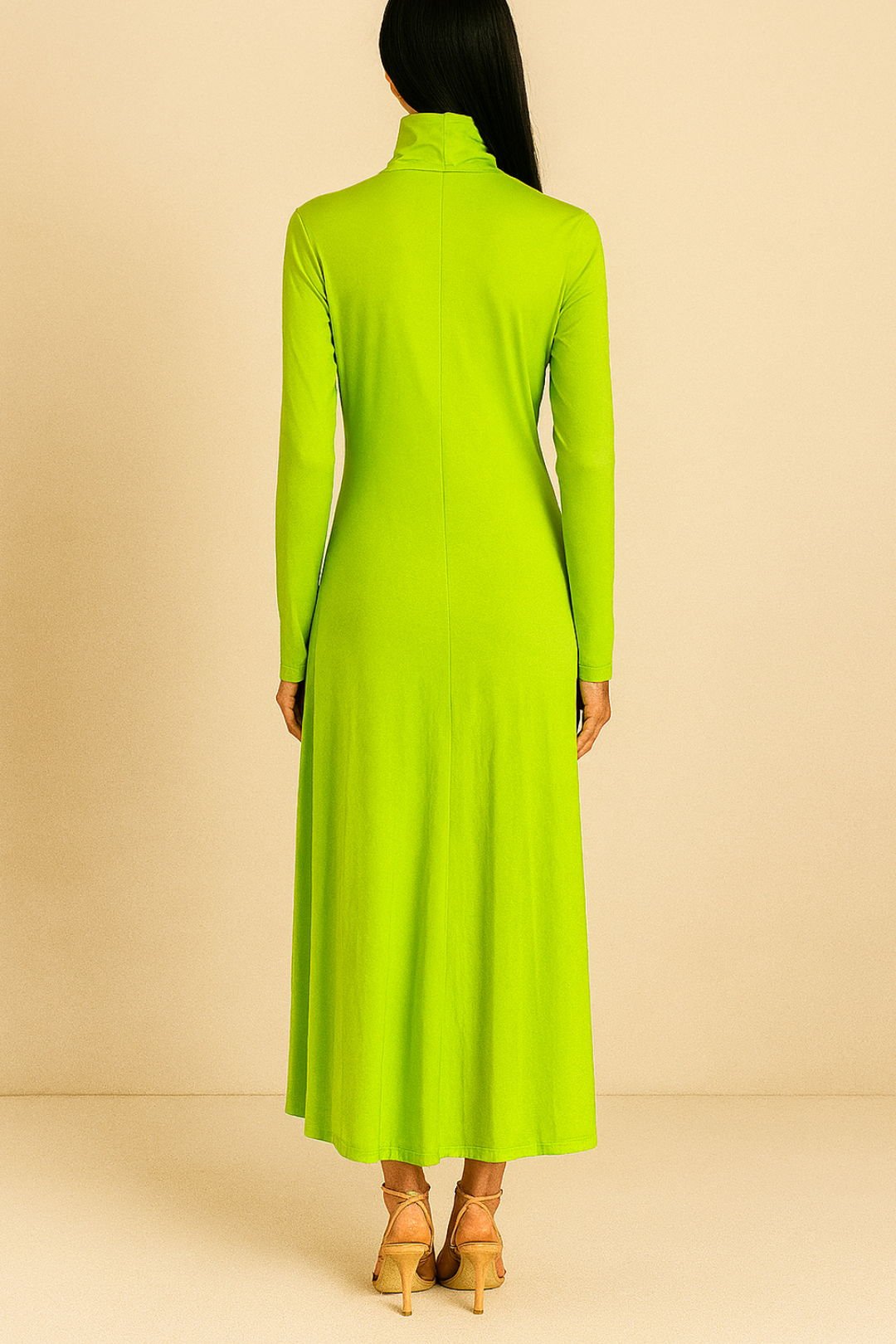 High-Neck Gathered Midi Dress photo 2