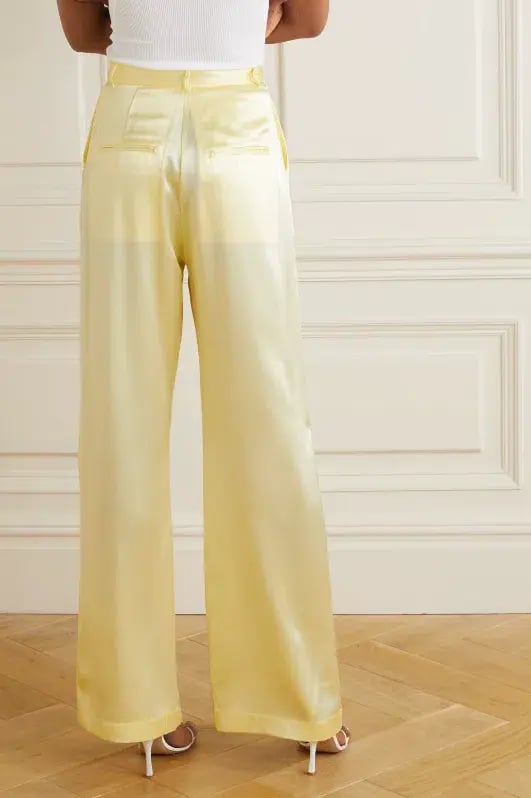 Michael Lo Sordo Relaxed Silk Boy Pants Pale Yellow Size AU 4 photo 3