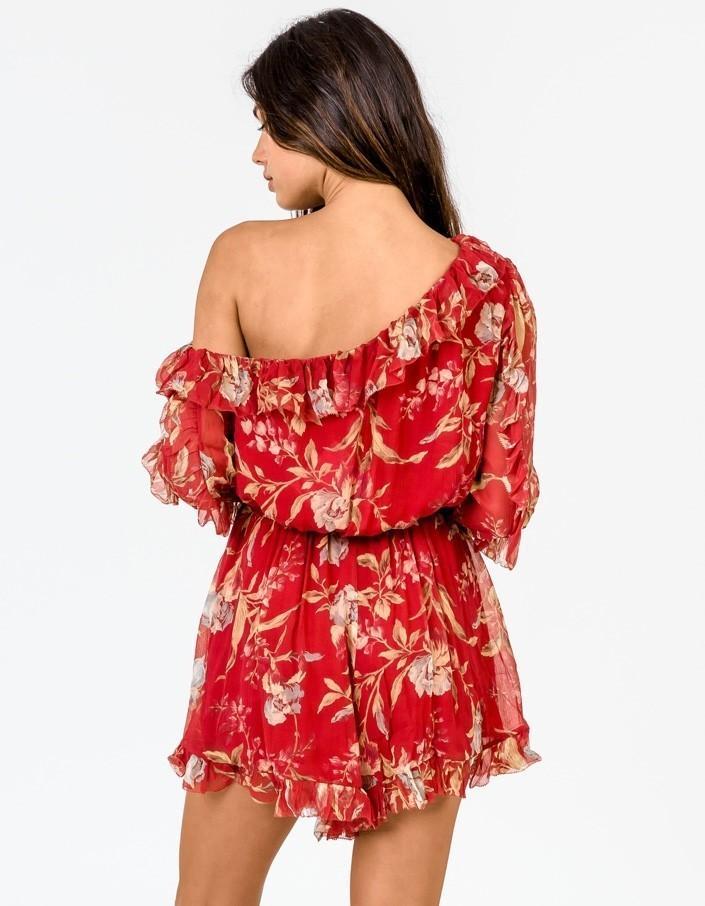 Zimmermann Corsair Iris Playsuit Red Washed Iris Size 0 / AU 8 photo 4